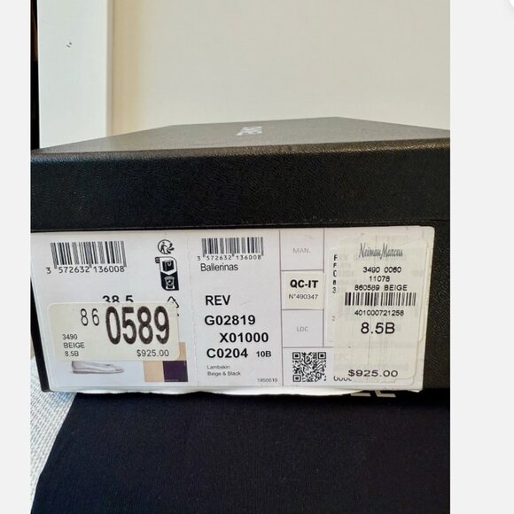 CHANEL Lambskin Beige/Black Classic Ballet Flats shoes Size 38.5 - Picture 15 of 17